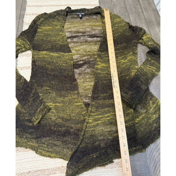 Eileen Fisher Large Open Front Mohair Wool Blend Cardigan Sweater Green Brown - Picture 5 of 5
